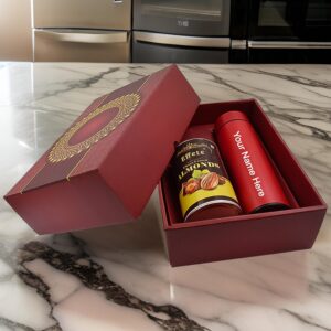 Personalized Temperature Water Bottle & Chocolate Set (Multi Circle Box / 2 Pc Set)