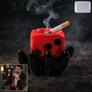 Premium Designer Ceramic Ashtray with Dice Shape Bowl (1 Pc)