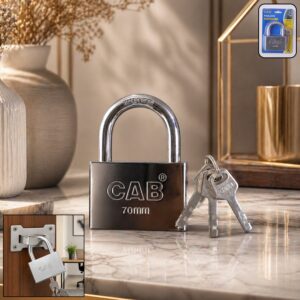 Heavy Steel Premium Square Padlock 70mm with 3 Keys Hardened Shackle for Doors