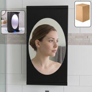 Wall Mounted Black Rotating Storage Cabinet Organizer (1 Pc, 22x42 Cm)