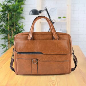 Premium Faux Leather Multipurpose Messenger Briefcase with Shoulder Strap (1 Pc)