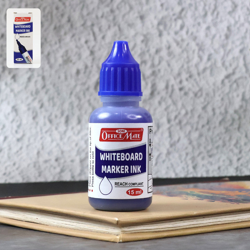 Officemate Whiteboard Marker Ink Blue – 15 ml Refill Bottle Smooth & Clear Writing