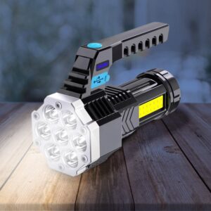 Portable COB 7LED USB Rechargeable Flashlight / Torch with Side Light (1 Pc)