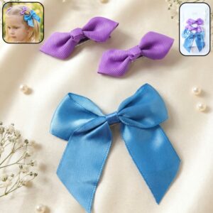 Elegant Satin Ribbon Bow Hair Clips Set (3 Pc)