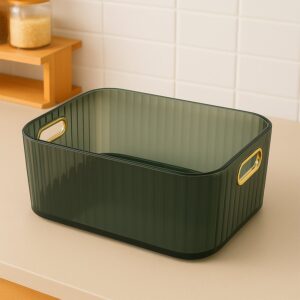 Premium Ribbed Transparent Storage Basket