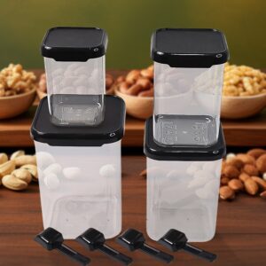 Plastic Air Tight Containers Storage (4 Pc Set With 4 Spoon)