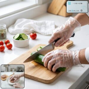 Disposable Small Plastic Gloves, for Kitchen, Food Handling, and Cleaning Tasks (100 Pc)