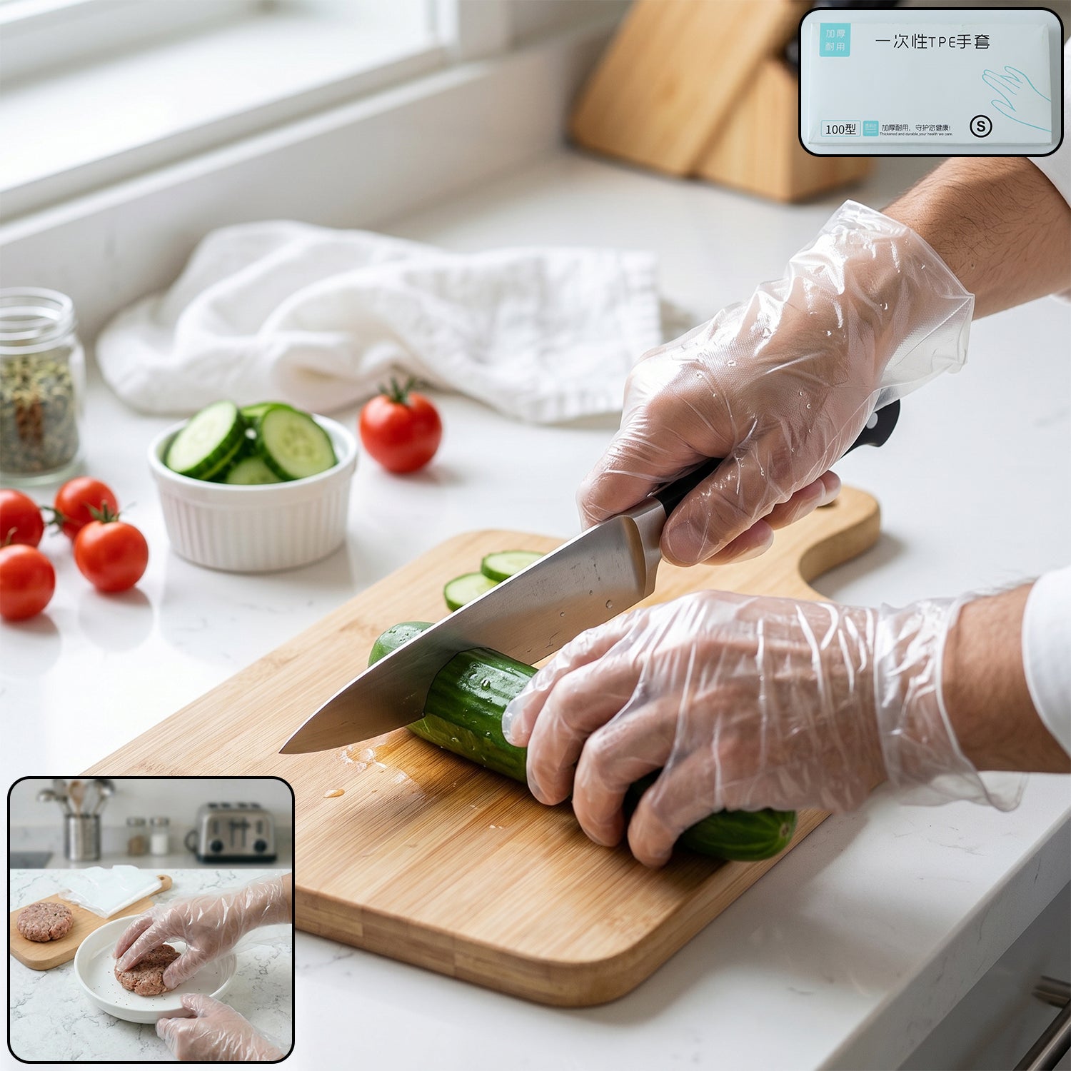 Disposable Small Plastic Gloves, for Kitchen, Food Handling, and Cleaning Tasks (100 Pc)