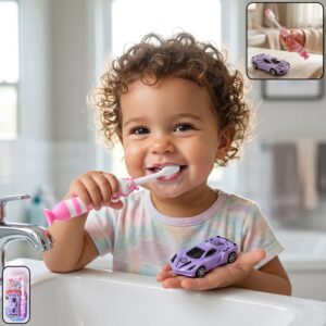 Kids Toothbrush with Cartoon Car (2 Pc Set)