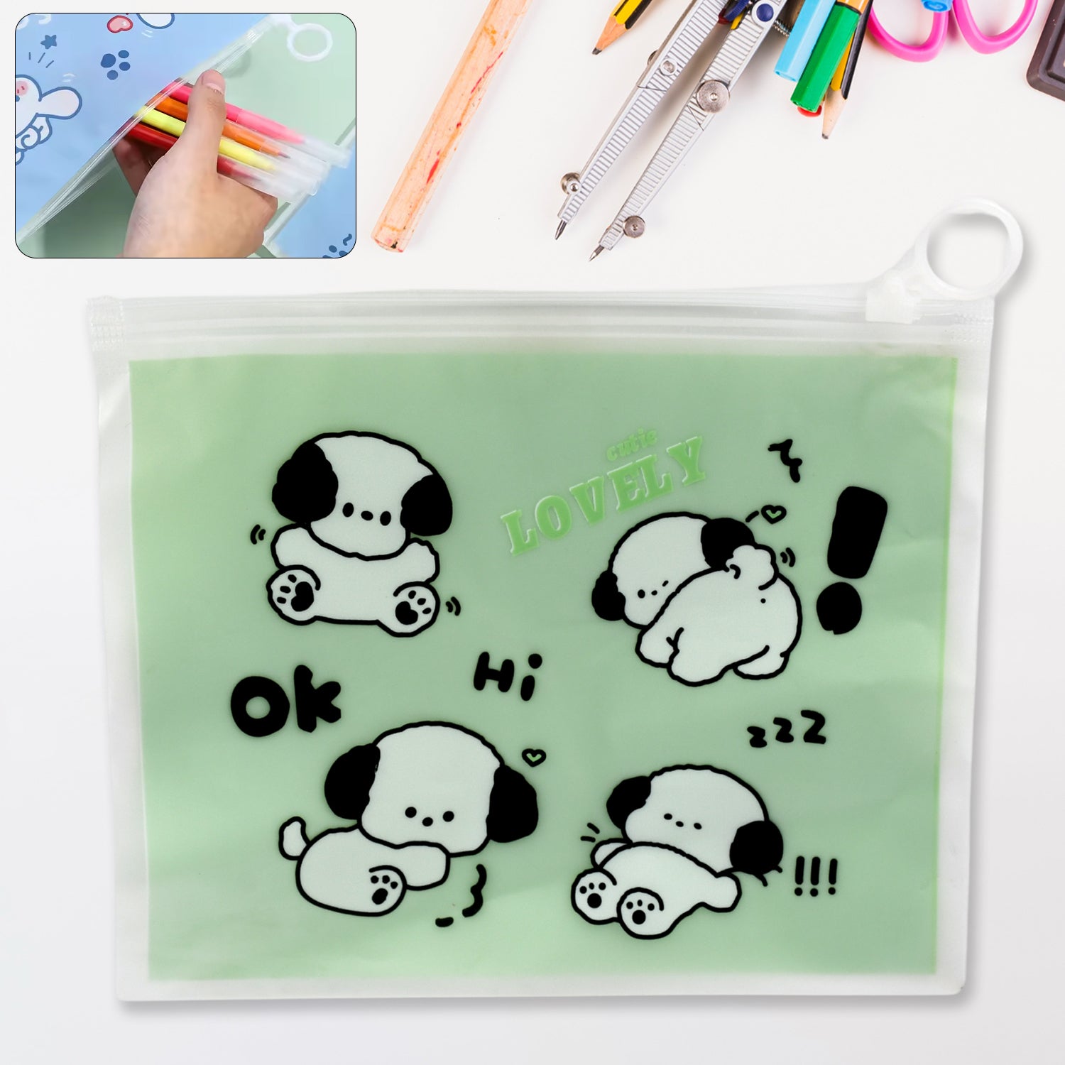 Reusable Multipurpose Pouch Pen Stationary Case Travel, (1 Pc/ Mix Design)
