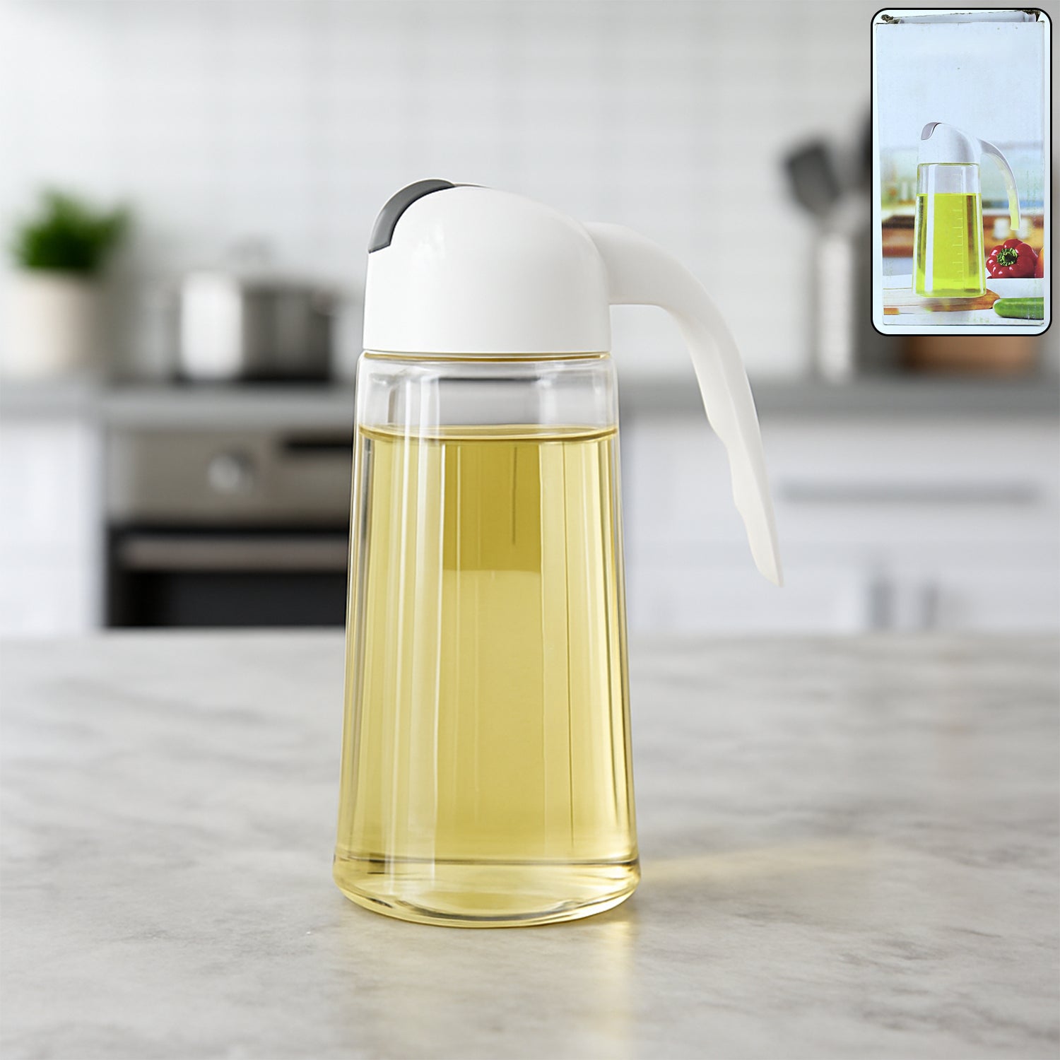 Kitchen Glass Oil Bottle Dispenser Automatic Opening Bottles 630 ML