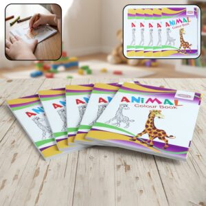 Kids Animal Theme Colouring Book Set ( 5 Pc / Mix Color Books)