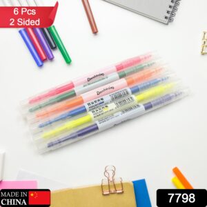 Dual-Headed Highlighter 6 Colors Pen for Classroom and office (6 Pc Set)