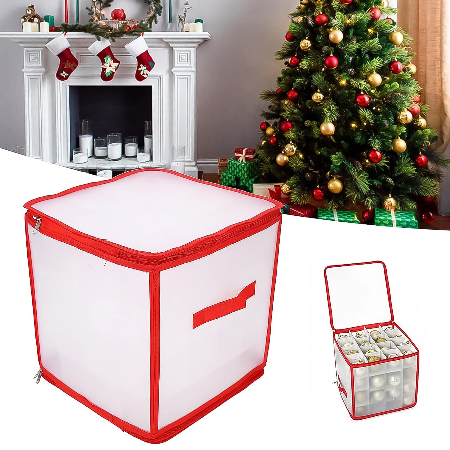 Transparent Zipper Sock Organizer Storage Box (30×30 CM)