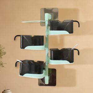 Rotating Spice Jars Vertical Rotatable Seasoning Box 4 Section / Tier With 4 Spoon (1 Set)