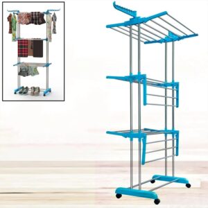 Premium Heavy Duty Stainless Steel 3 Layer Foldable Cloth Drying Stand (1 Set)