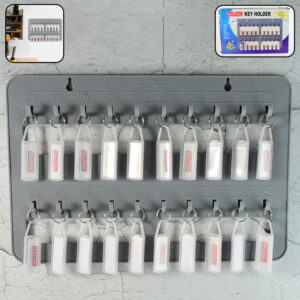 Officemate Wall Key Holder Board – 20 Hooks with Label Tags for Organized Key Storage