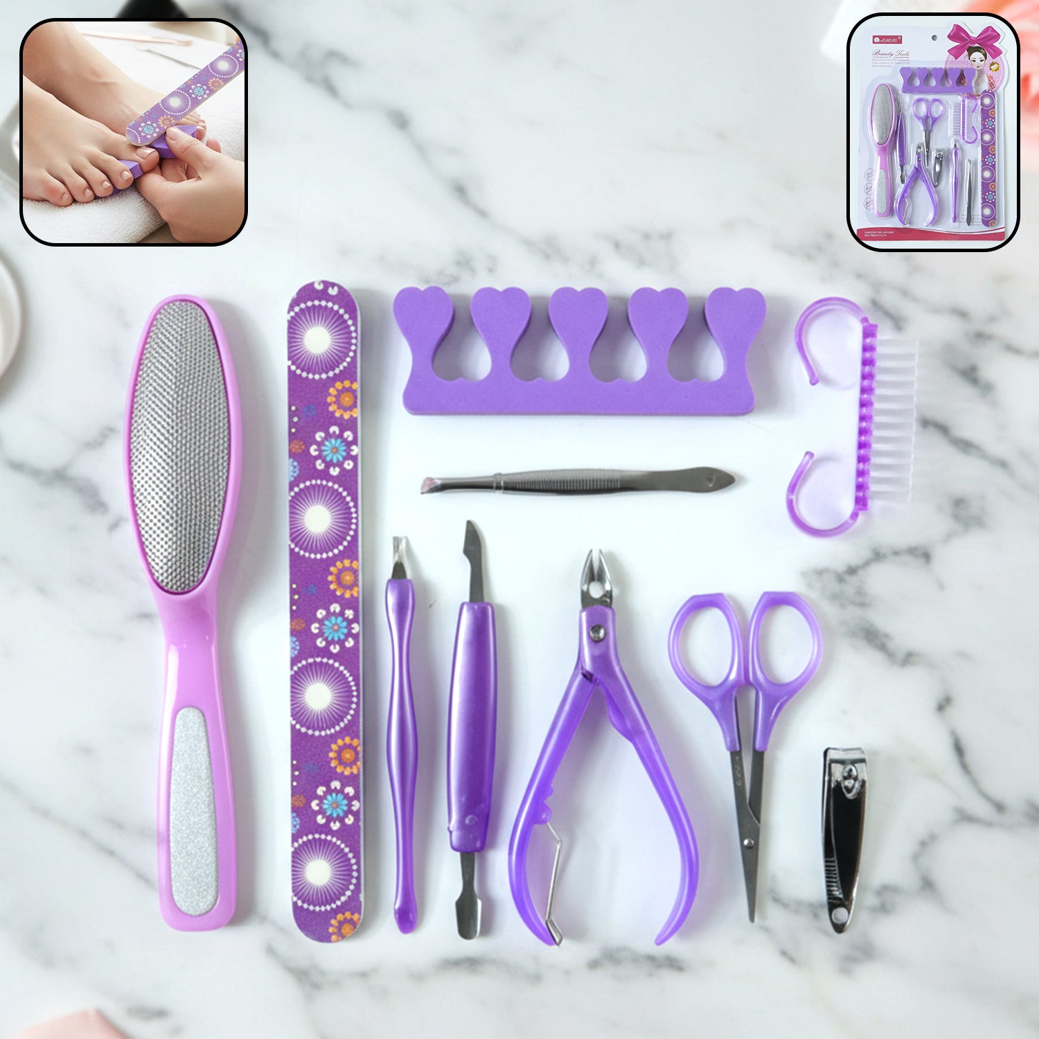 Personal Grooming Manicure & Pedicure Nail Care Tool Set (10 Pc Set)