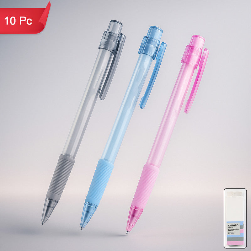 Camlin KLICK 0.5 mm Mechanical Pencil (Pack of 10 – Pink, Blue & Grey)