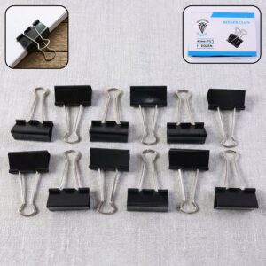 Extra Large Heavy-Duty Black Binder Clips Set (41 mm, 12 Pc)