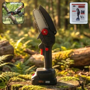 Mini Electric Cordless Chainsaw (1 Set, 48V, Blade size 18 Cm)