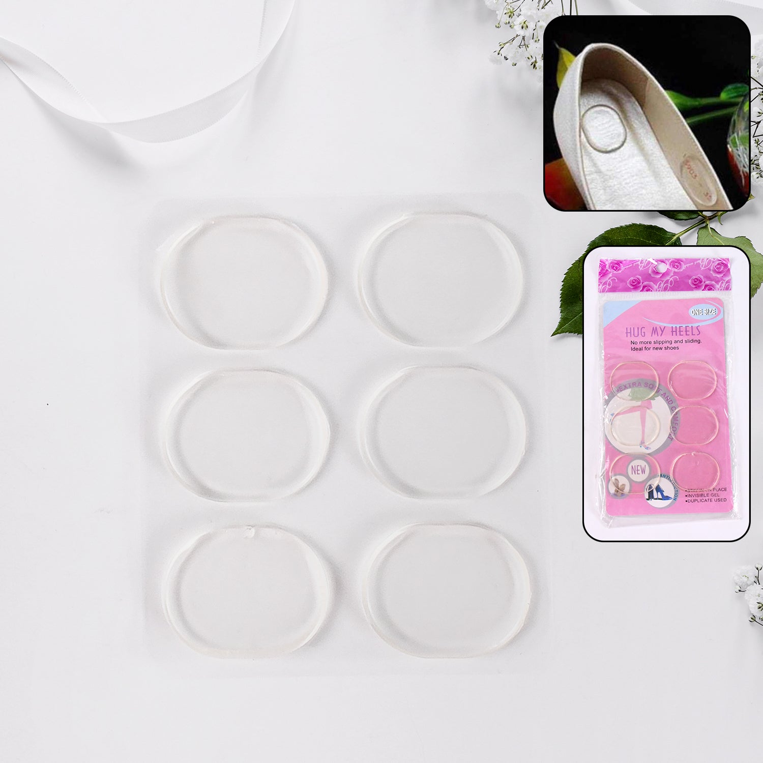 Silicone Shoe Insoles Pads, Mat Silicone Heel Pads (6 Pcs Set)