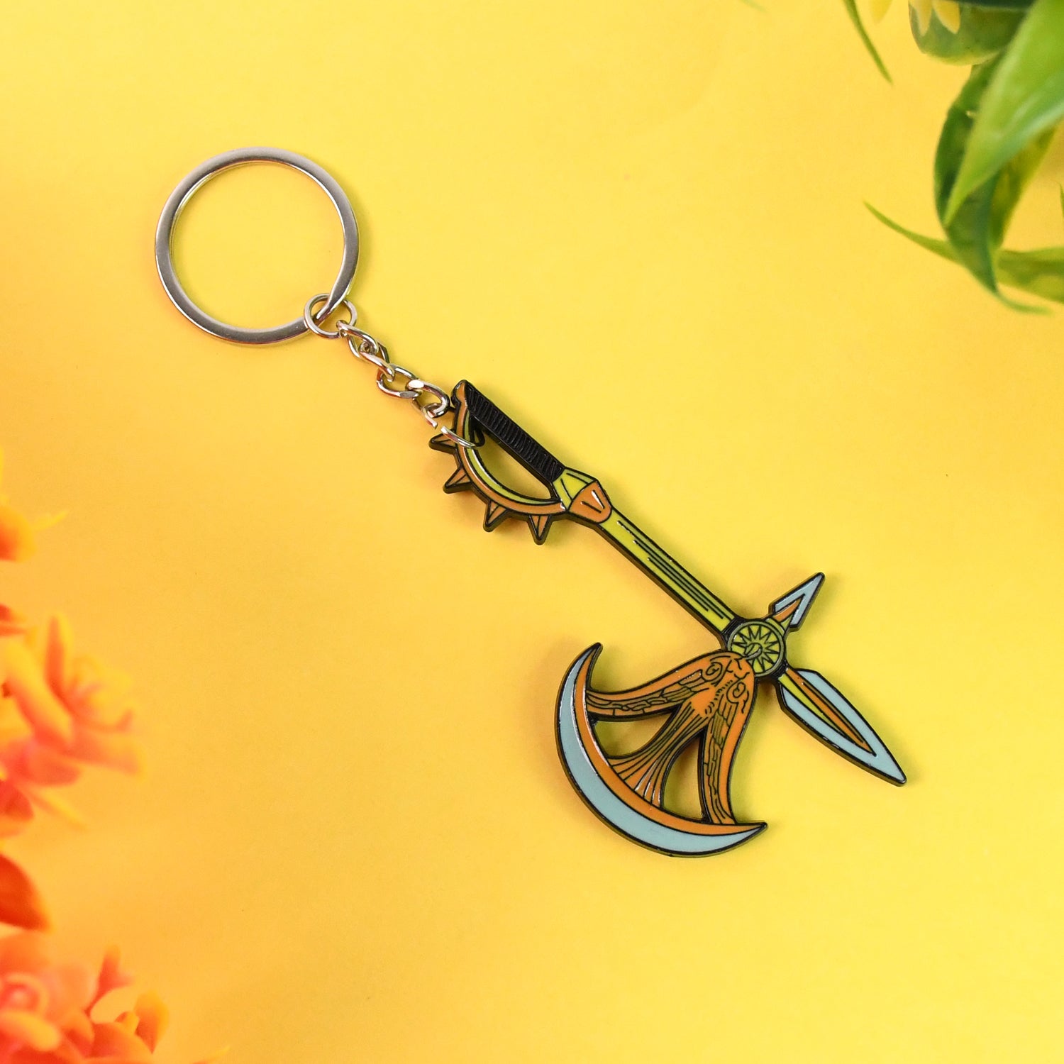 Axe Shape Metal Keychain - Durable & Stylish Accessory (1 Pc)
