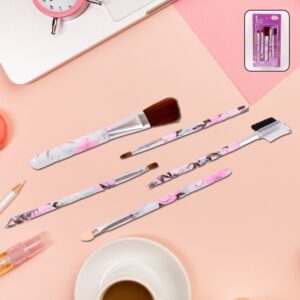 Floral Makeup Brush Set for Eyes, Lips, and Face (5 Pc)
