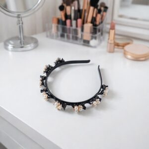 Stylish Pearl Embellished Floral Hairband for Girls & Women (1 Pc)