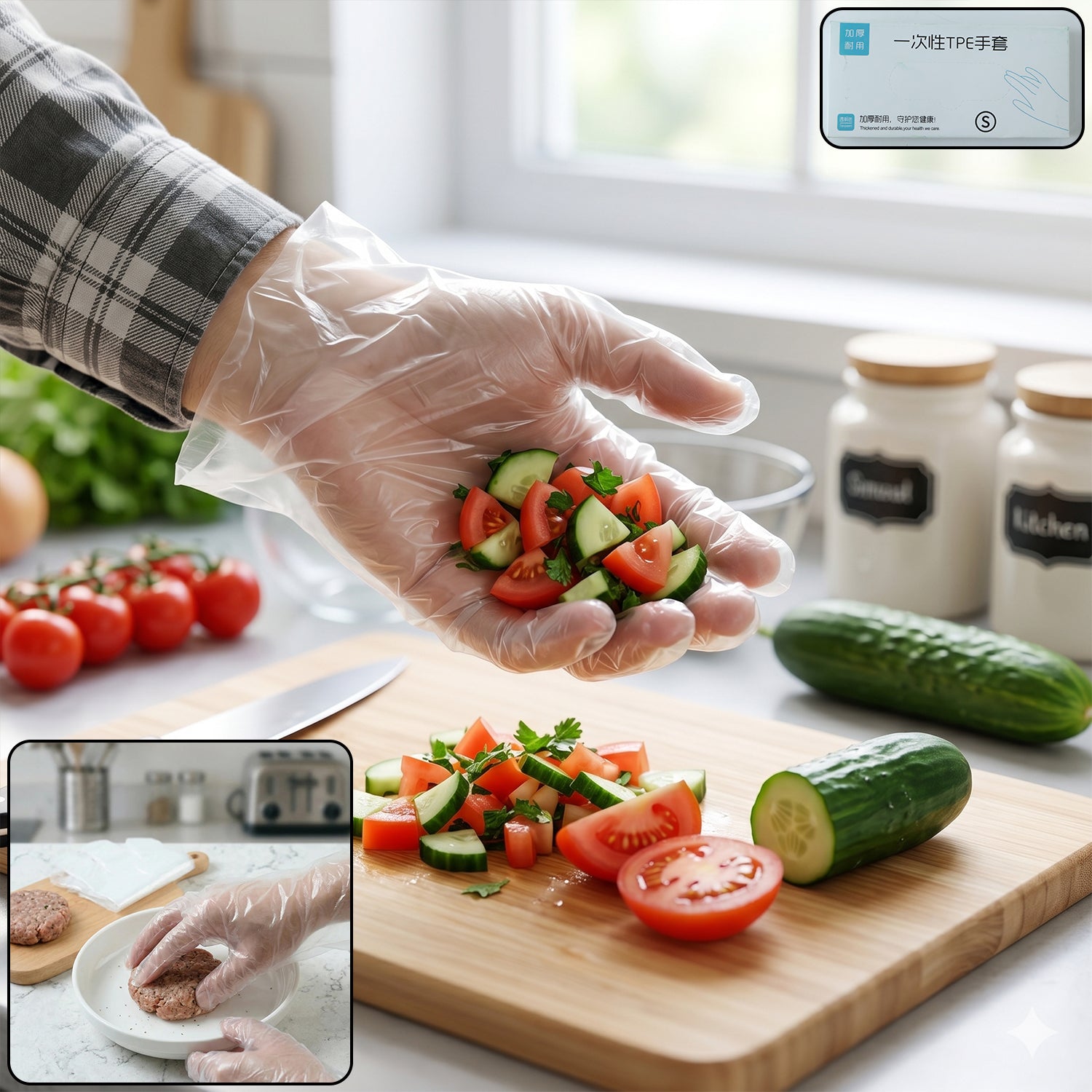 Disposable Small Plastic Gloves, for Kitchen, Food Handling, and Cleaning Tasks (100 Pc)