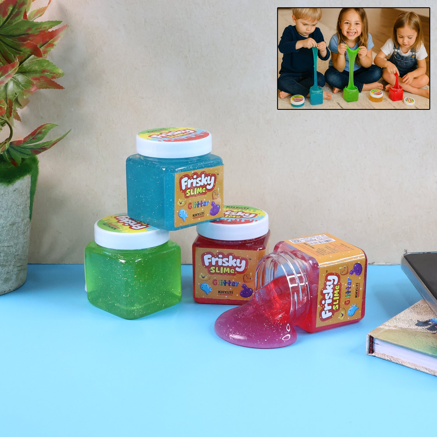 Khyati Frisky Slime Glitter Edition – Stretchable Sparkling Slime in Jar