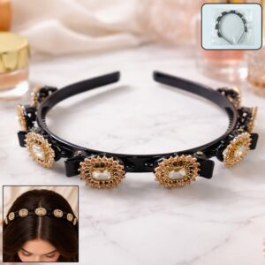 Premium Gold Stone Studded Designer Hair Band (1 Pc)