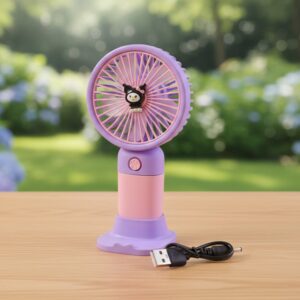 Cute USB Rechargeable Mini Desktop Fan with Stand for Office & Home