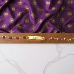 Custom Gold-Plated Name Bracelet with Beaded Chain – Personalized Gift for Men