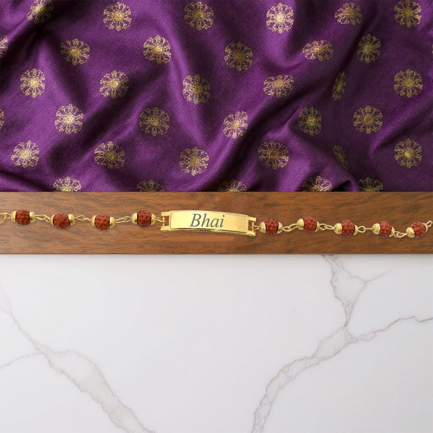 Custom Gold-Plated Name Bracelet with Beaded Chain – Personalized Gift for Men