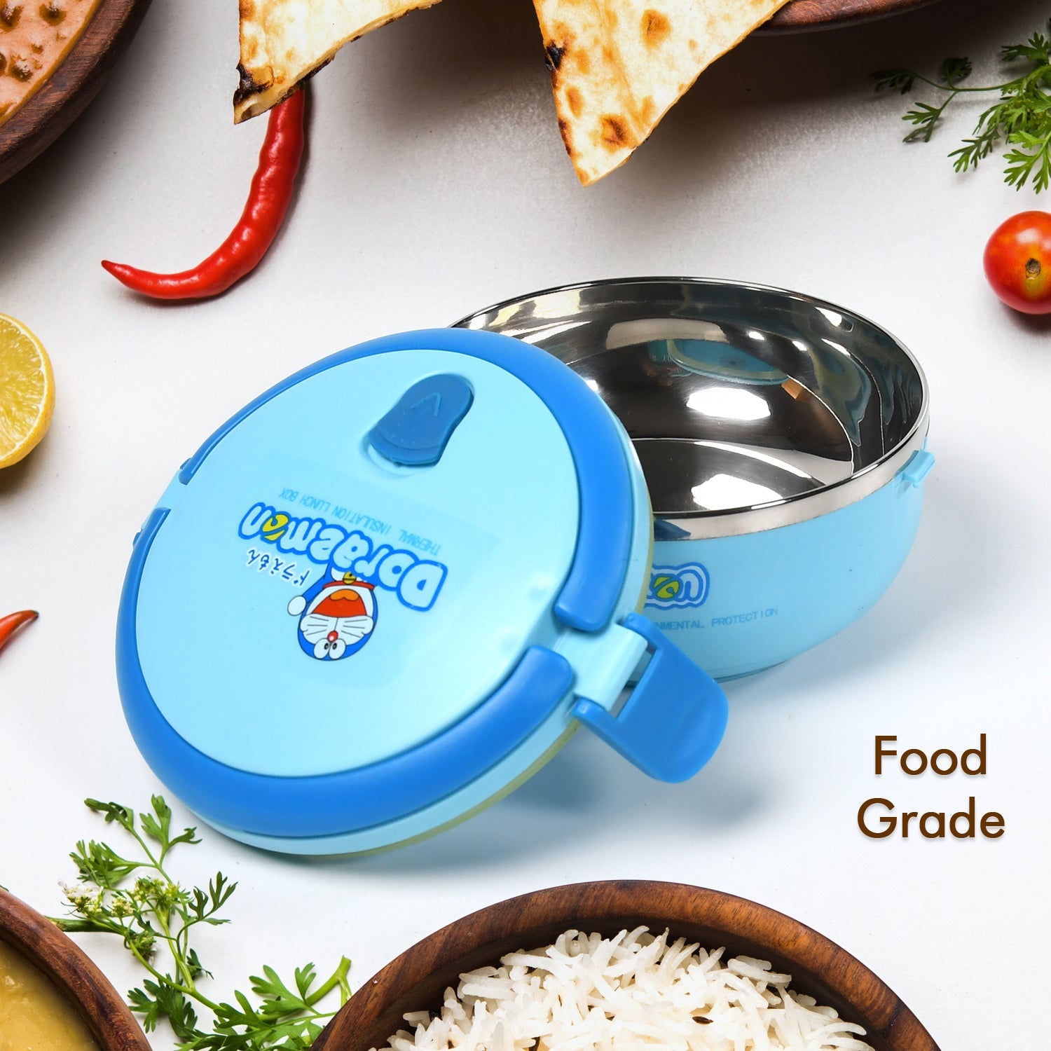 Single Layer Doraemon Steel Lunch Box – Premium Lunch Box for Office & School