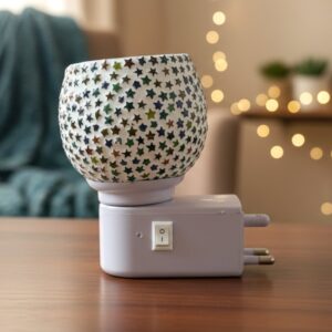 Decorative Star Pattern Kapoor Dani Mosaic Glass Plug-In Night Lamp (1 Pc)