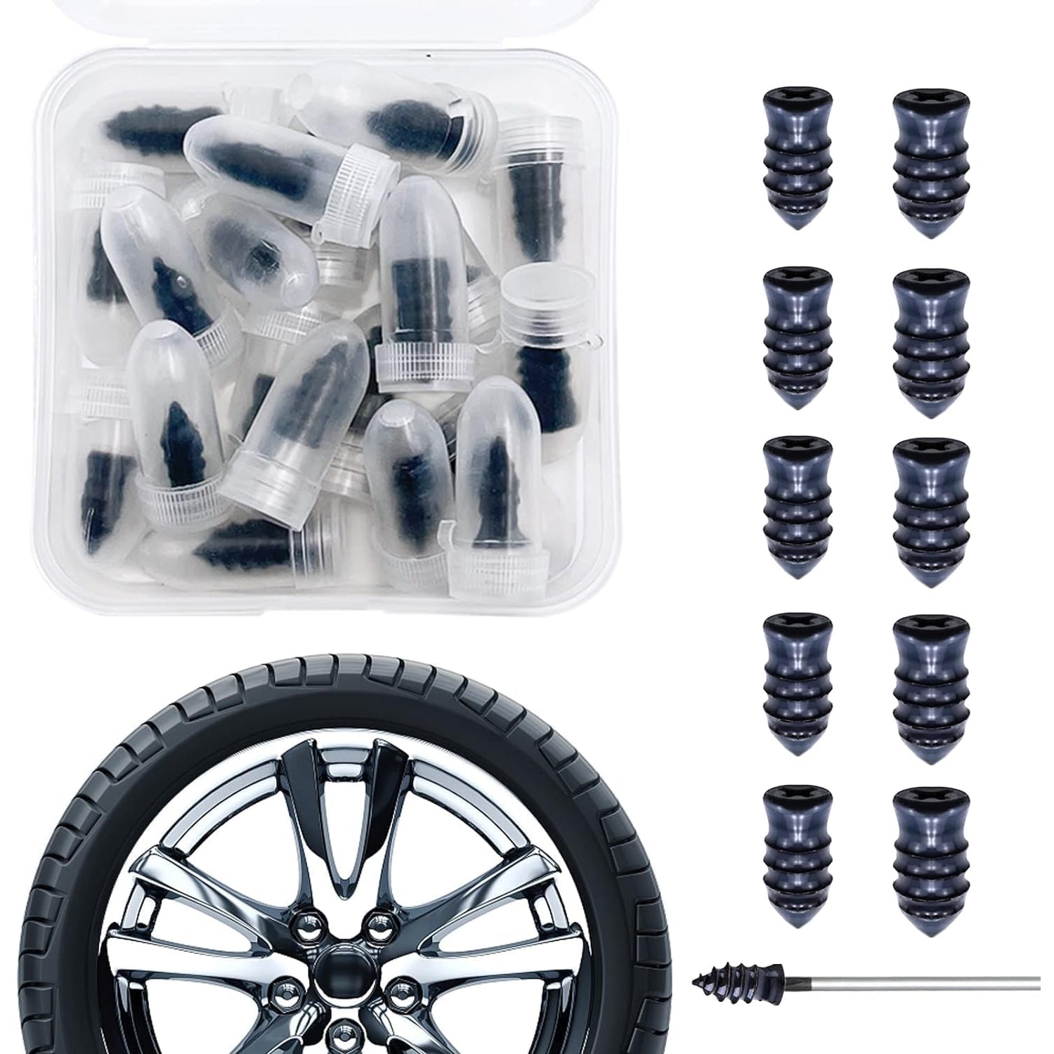 Tire Repair Rubber Nail Car Tire Repair Nails Tire Repair Rubber Screws, Puncture Repair (10 Pcs Set)
