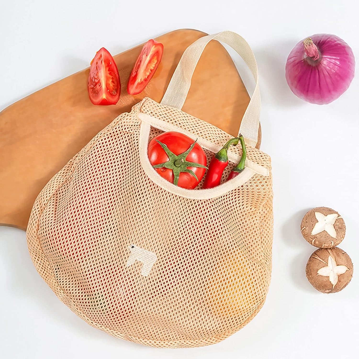 Reusable Mesh Grocery Bag with Handle (1 Pc)