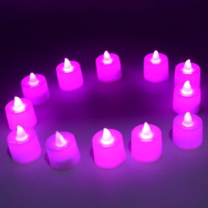 Pink Flameless LED Tealights for Festive Home Decor (Pack of 12)