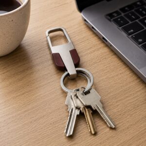 Heavy Duty Stainless Steel Key Holder with Dual Ring Carabiner Clip 1 Pc