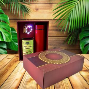Personalized Temperature Bottle with Light and Kesar Pista Chocolate 3 Pc Set