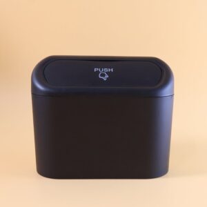 Mini Car Trash Can with Lid, Waterproof Car Trash Bin Storage Box (1 Pc)