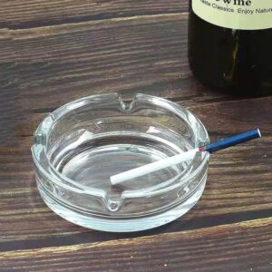 Glass Crystal Round Ashtray for Cigar & Cigarettes – Home & Office Table Decor