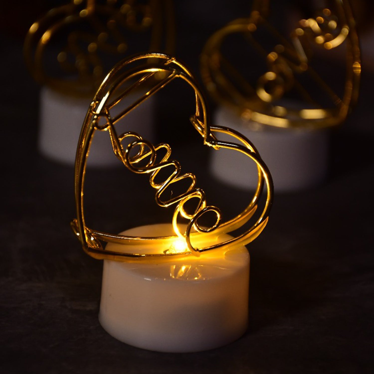 Set of 12 Multicolor Flameless Heart Candles for Decoration, Diwali