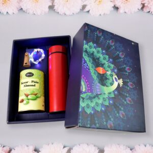 Personalized Temperature Water Bottle Decorative Light with Kesar Pista Almond Chocolate 3 Pc