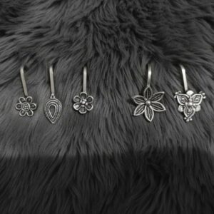 Oxidized Silver Traditional Floral Nose Pins Combo for Women & Girls (Pack of 5)