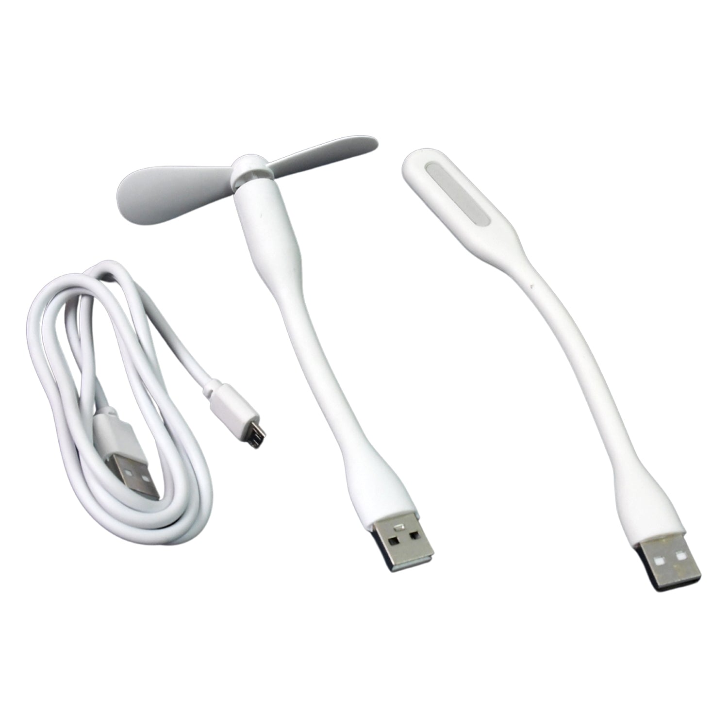 Portable Mini USB Fan, USB Light & Micro USB Cable (3 Pcs Set)