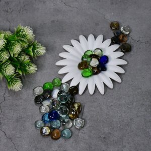 Glass Gem Stone, Flat Round Marbles Pebbles for Vase Fillers, Attractive pebbles for Aquarium Fish Tank.