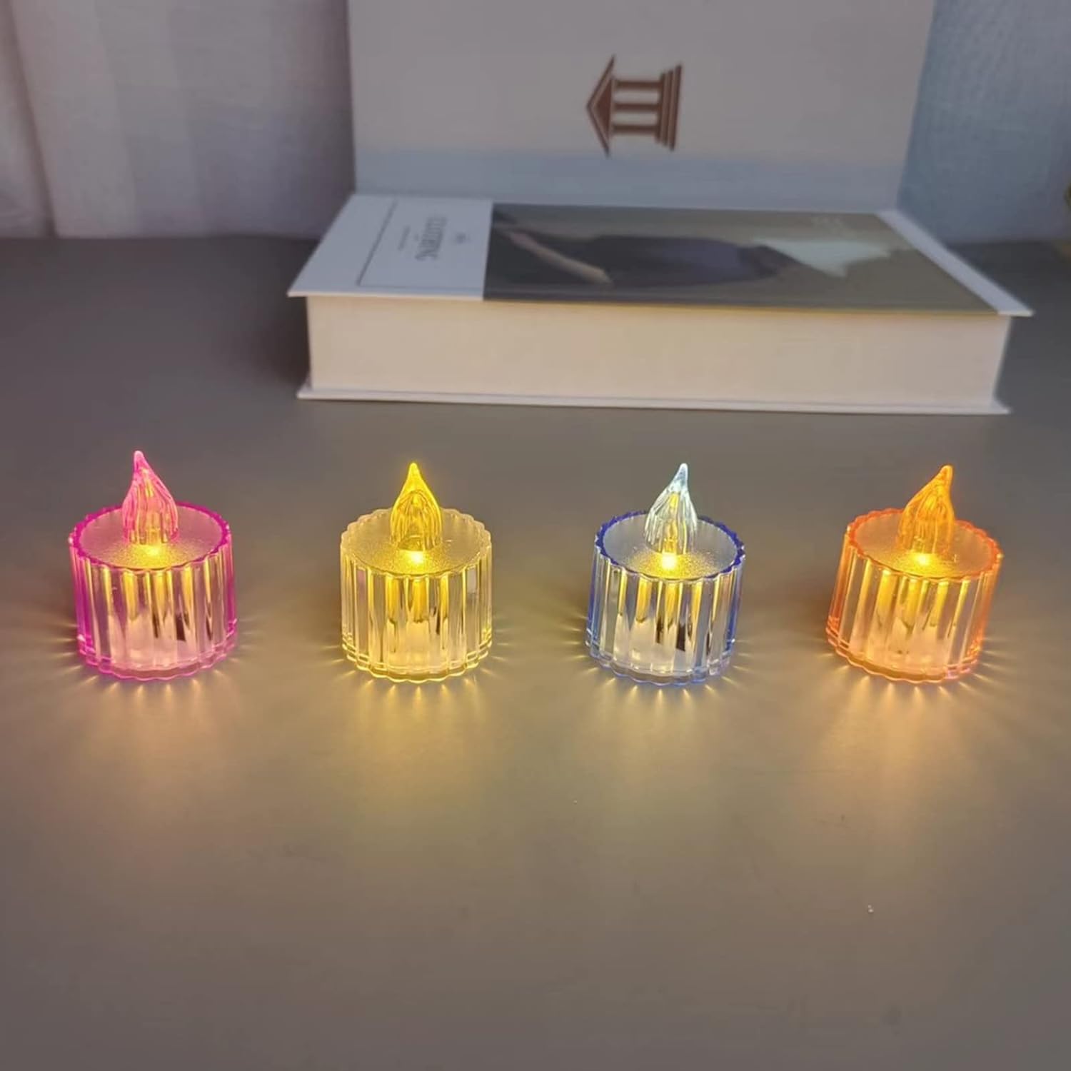 Flameless Acrylic LED Tealight Candles for Festival Decor (12 Pc)
